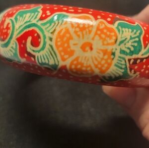 Colorful Floral Wood Bangle Bracelet